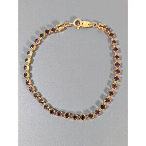 Vintage Avon Faux Amethyst Purple Rhinestone Tennis Bracelet Birhtstone 7.5 in